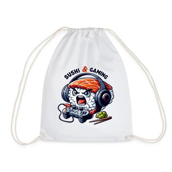 Sushi playing video games - Drawstring Bag - white - Front