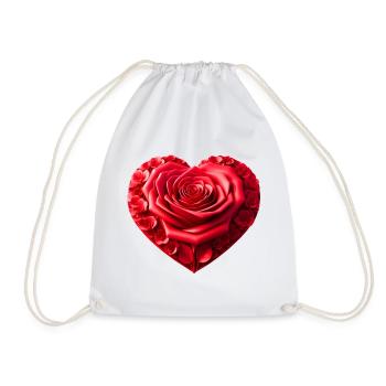 Rose Heart (01) - Drawstring Bag - white - Front