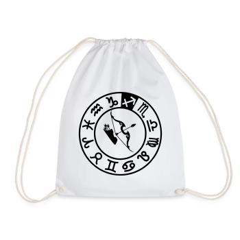 Sagittarius zodiac sign in circle of 12 characters - Drawstring Bag - white - Front