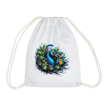 Peacock - Drawstring Bag - white - Front