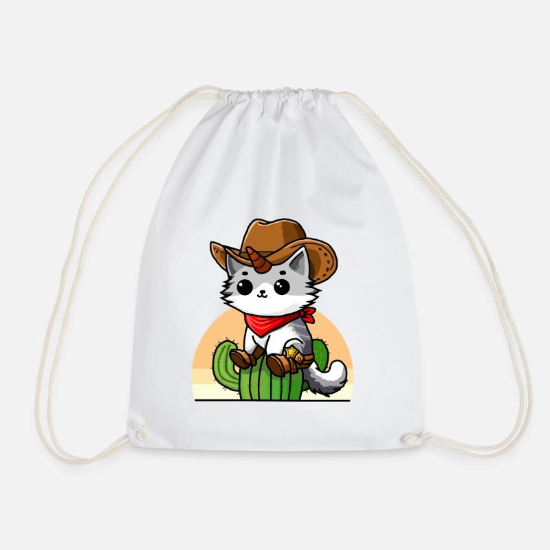 Cowboy Einhorn Katze - Turnbeutel - Weiß
