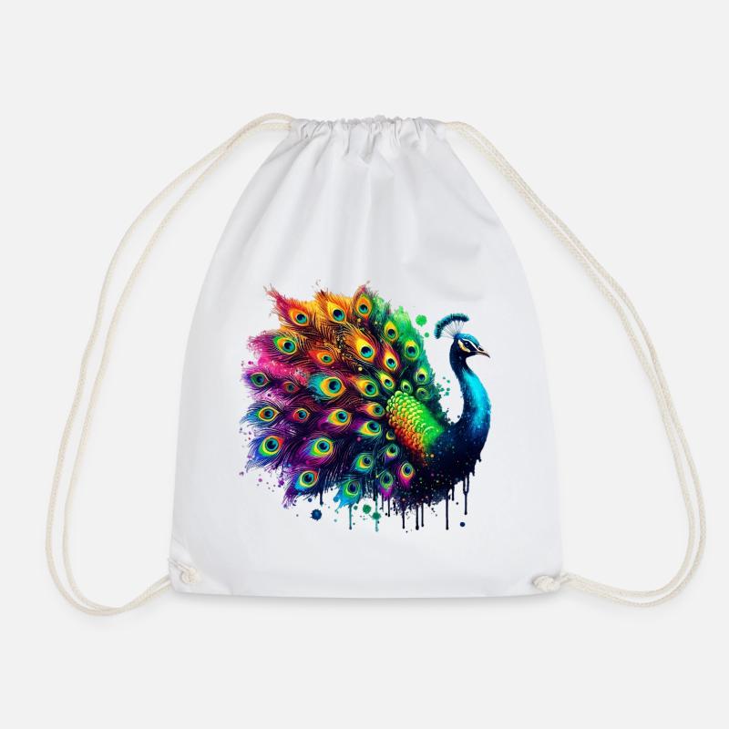 Pfau - Turnbeutel - Weiß