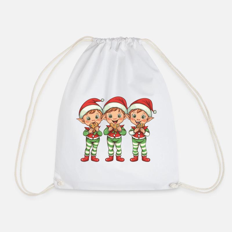 Elves in Christmas mood - Drawstring Bag - white