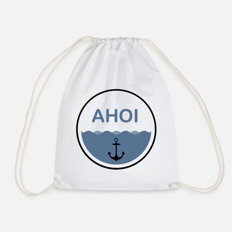 Anker Ahoi Logo I (black) - Turnbeutel - Weiß
