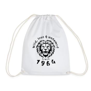 60th Birthday Wild, free & untamed since 1964 - Drawstring Bag - white - Front