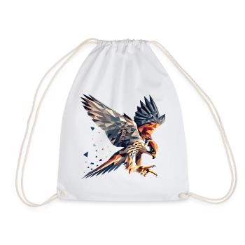 Falcon Bird of Prey Polygon Style - Drawstring Bag - white - Front