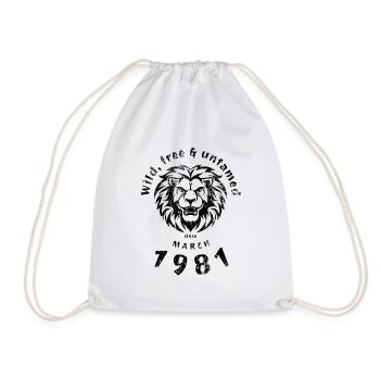 44. Birthday Wild, free & untamed since 03/1981 - Drawstring Bag - white - Front