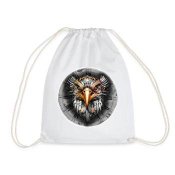 Steampunk retro style Bird of prey Eagle - Drawstring Bag - white - Front