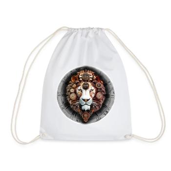 Steampunk retro style Lion - Drawstring Bag - white - Front