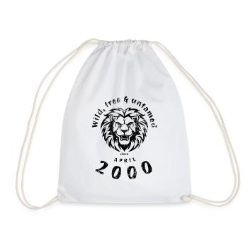 25th Birthday Wild, free & untamed since 04/2000 - Drawstring Bag - white - Front