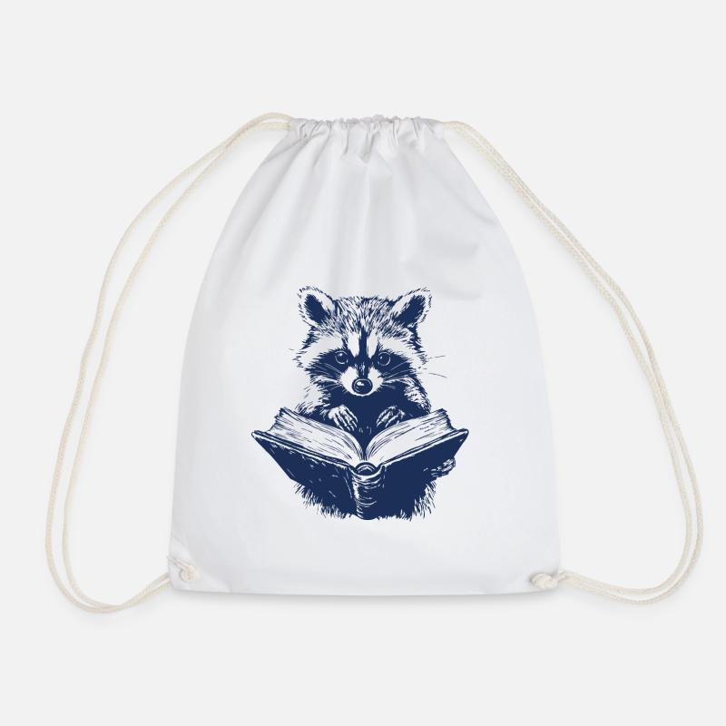 Waschbär liest ein Buch - Turnbeutel - Weiß
