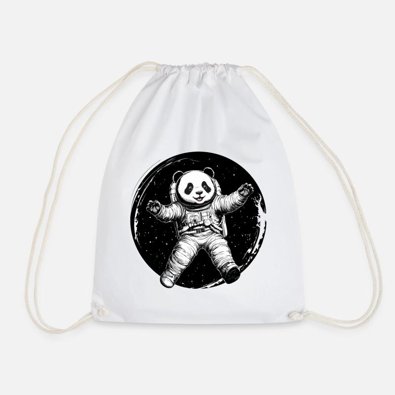 Astronaut Panda – Cute Space Explorer - Drawstring Bag - white