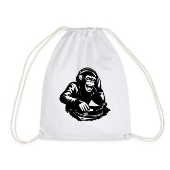 DJ The Monkey Dance Banksy Style - Drawstring Bag - white - Front