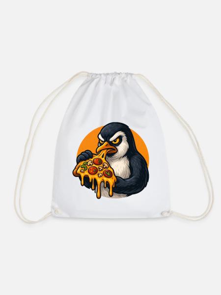 Entschlossener Pinguin Pizza Italienisches Essen - Turnbeutel - Weiß