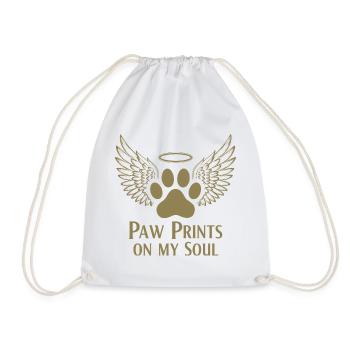 Pug Dog Cloud Angel Wings Farewell Mourning - Drawstring Bag - white - Front