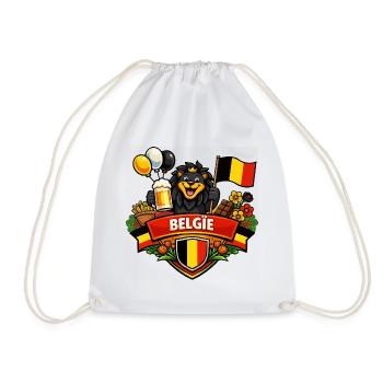 Belgium cheerful logo - Drawstring Bag - white - Front