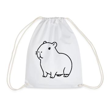 Capybara capybara black - Drawstring Bag - white - Front