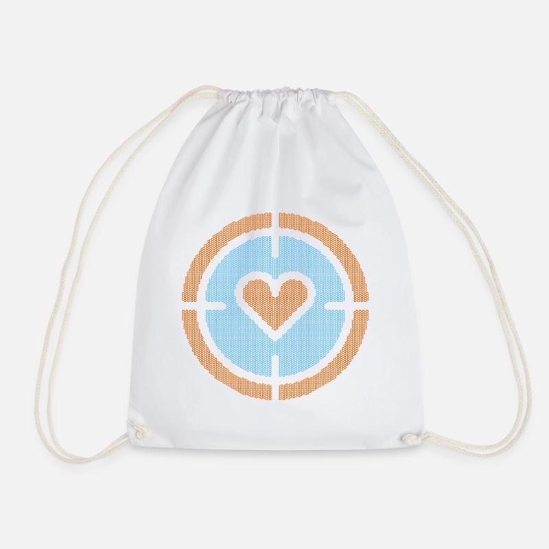 Heart in Target Emblem, atomic pattern - Drawstring Bag - white