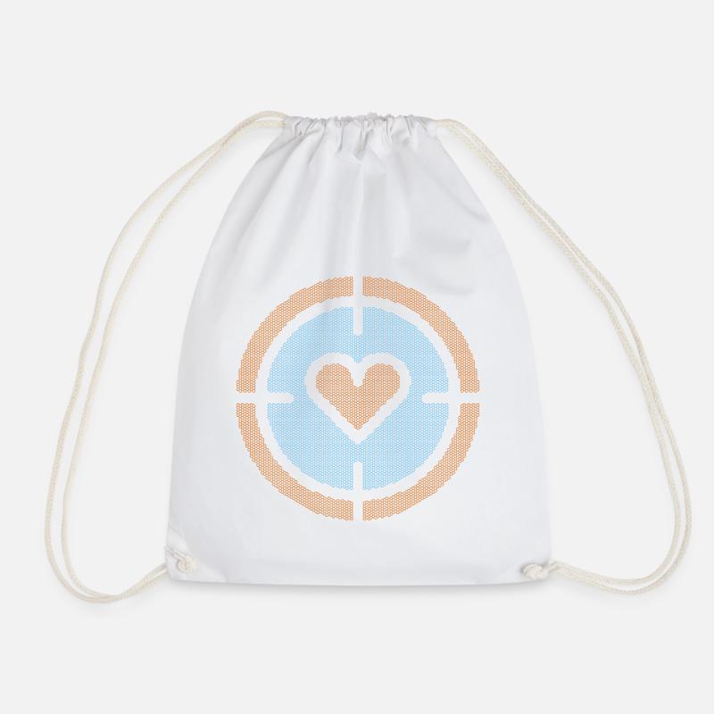 Heart in Target Emblem, honeycomb pattern - Drawstring Bag - white