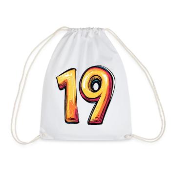 19 Number Colorful - Drawstring Bag - white - Front
