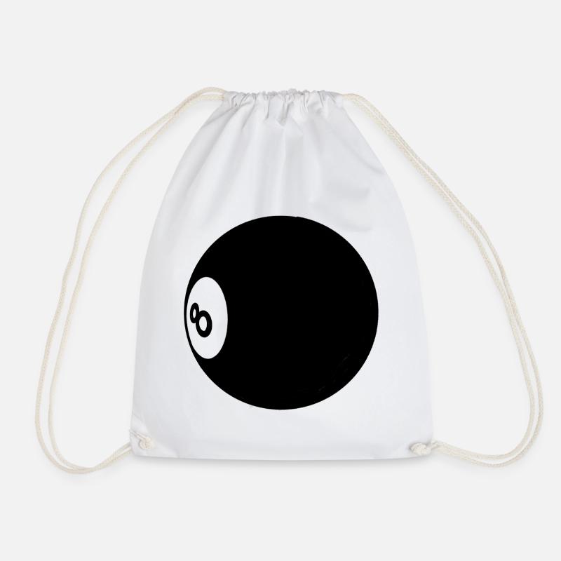 Billiard Ball Number 8 Pool - Illustration - Drawstring Bag - white