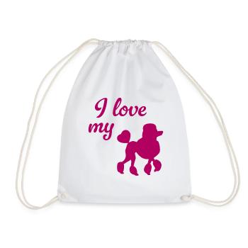 J’adore ma promenade maîtresse maîtresse de cœur de caniche - Sac de sport léger - blanc - Devant