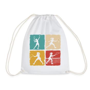 Retro Tennisspielerin Vintage Grunge Design - Turnbeutel - Weiß - Vorne