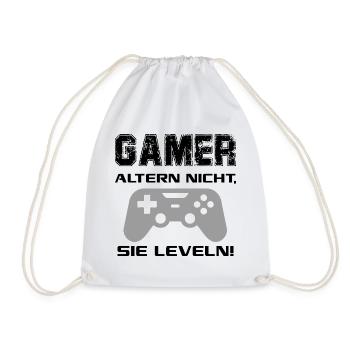 Gamer altern nicht Sie leveln Zocken Joypad Spiel - Turnbeutel - Weiß - Vorne