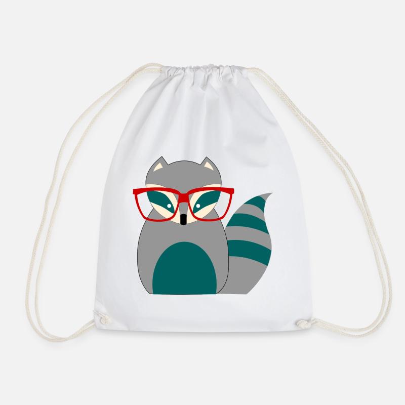 Waschbär Nerd - Turnbeutel - Weiß
