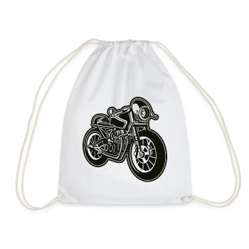 Cafe Racer Motorrad 01_schwarz - Turnbeutel - Weiß - Vorne