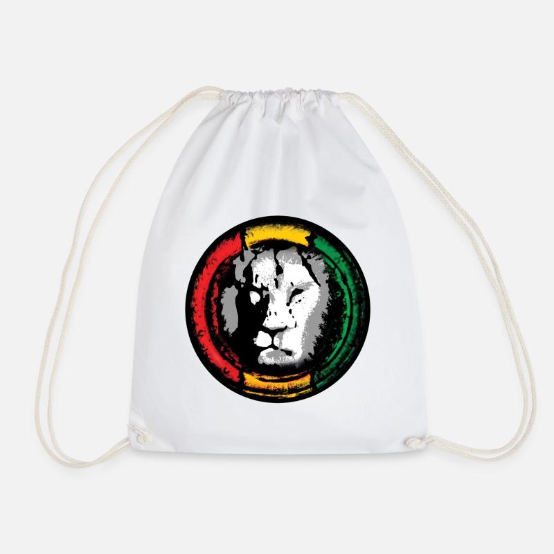 Reggae Lion in Rasta Style - Drawstring Bag - white