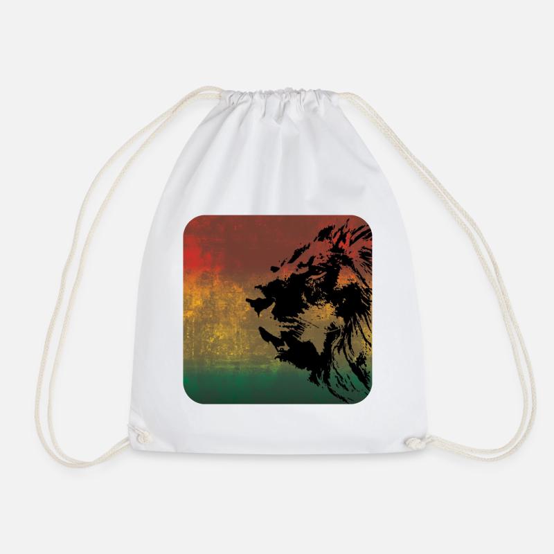 Lion portrait in reggae style - Drawstring Bag - white
