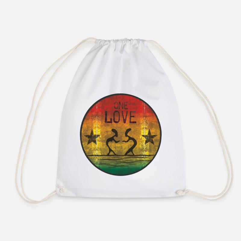 one love reggae - Drawstring Bag - white