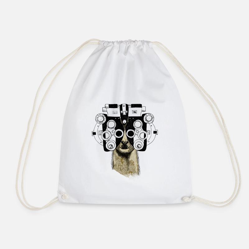 Alpaca&Phoropter - Drawstring Bag - white