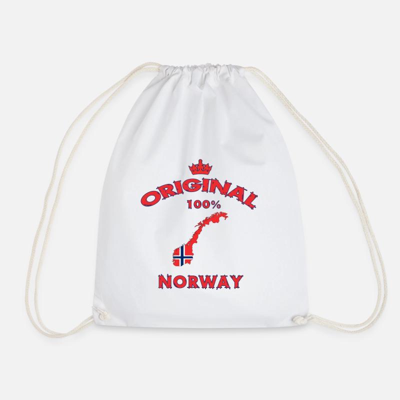 Norwegen 100% Original / Geschenk Flagge - Turnbeutel - Weiß