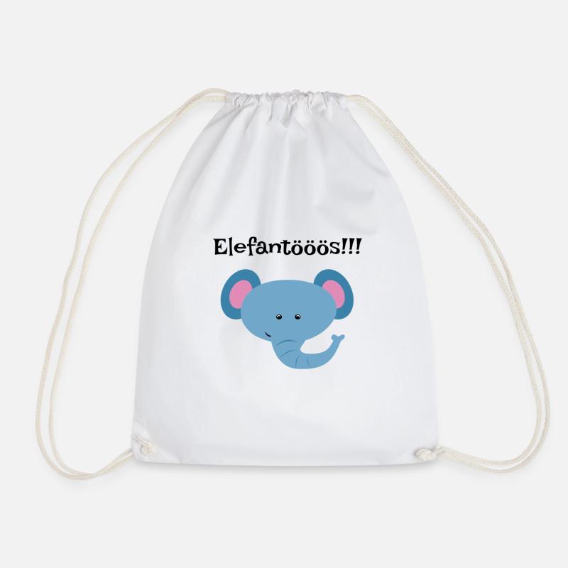 Blue Elephant Head Kids Shirt - Drawstring Bag - white