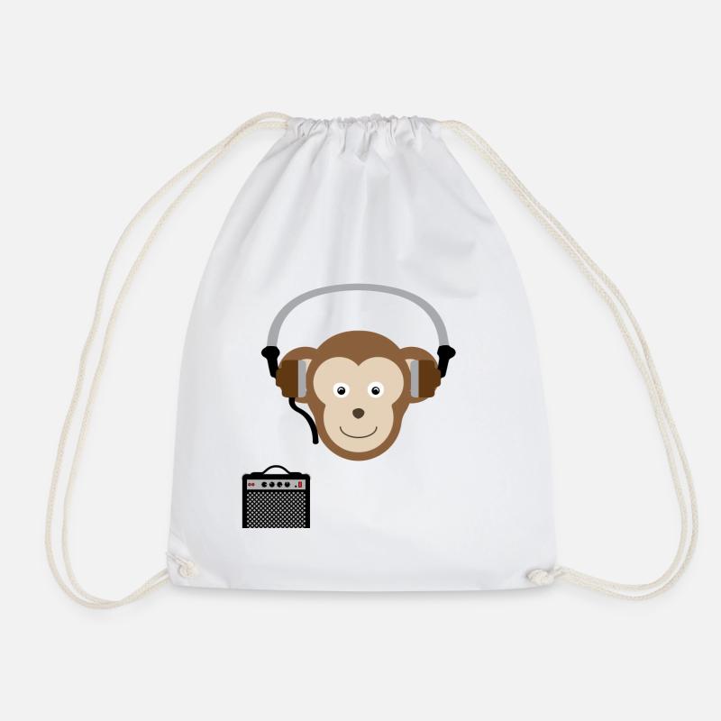 Monkey with headphones music - Drawstring Bag - white