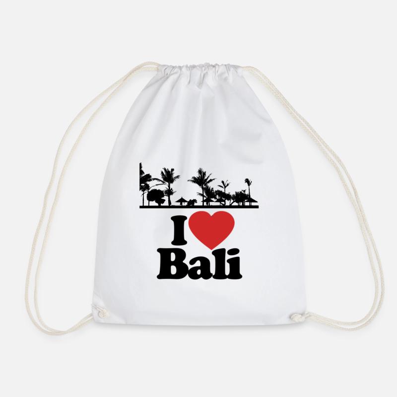 I love Bali gift! Ich liebe Bali Geschenkidee - Turnbeutel - Weiß