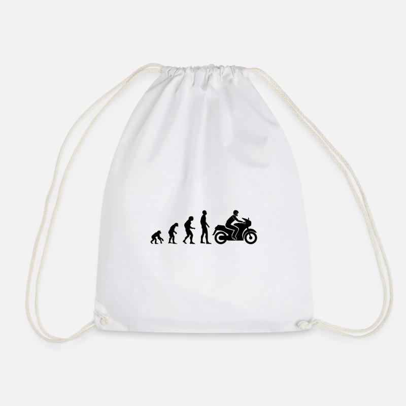 evolution motorcyclist biker motorcycling - Drawstring Bag - white