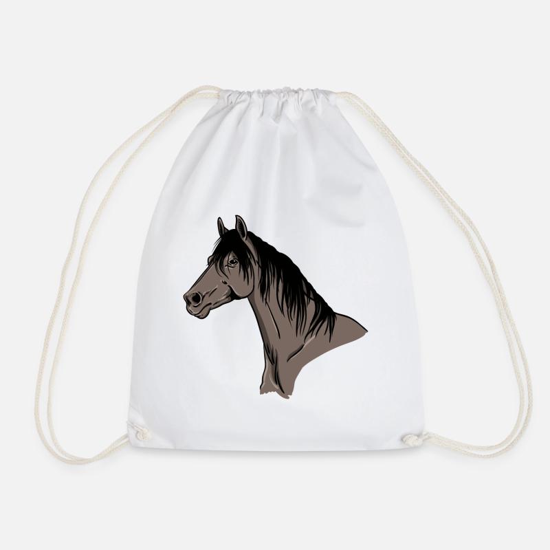 Horse Portrait - Drawstring Bag - white