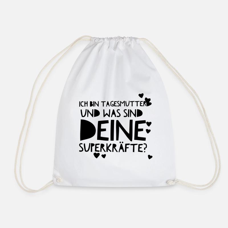 Superstarke Tagesmutter lustige Geschenkidee Kraft - Turnbeutel - Weiß