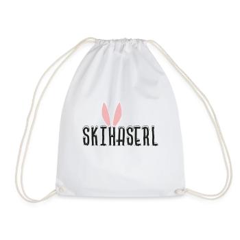 Skihaserl Skihase mit Ohren - Turnbeutel - Weiß - Vorne