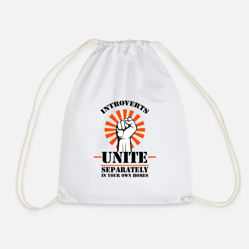 Introverts unite saying shy - Drawstring Bag - white