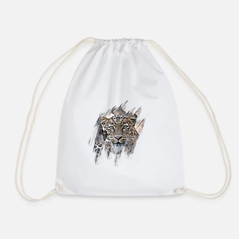 leopard - Drawstring Bag - white