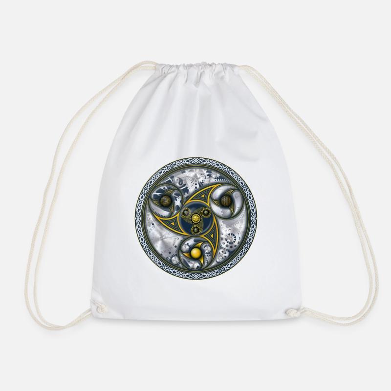 Consciousness Travel Machine, Sacred Geometry - Drawstring Bag - white
