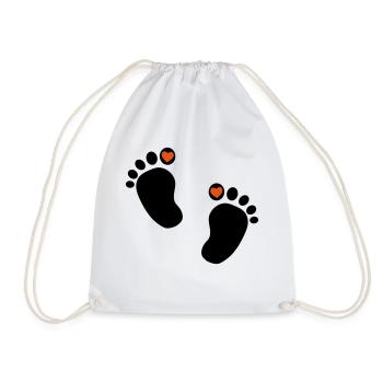 bébé pieds coeur - Sac de sport léger - blanc - Devant