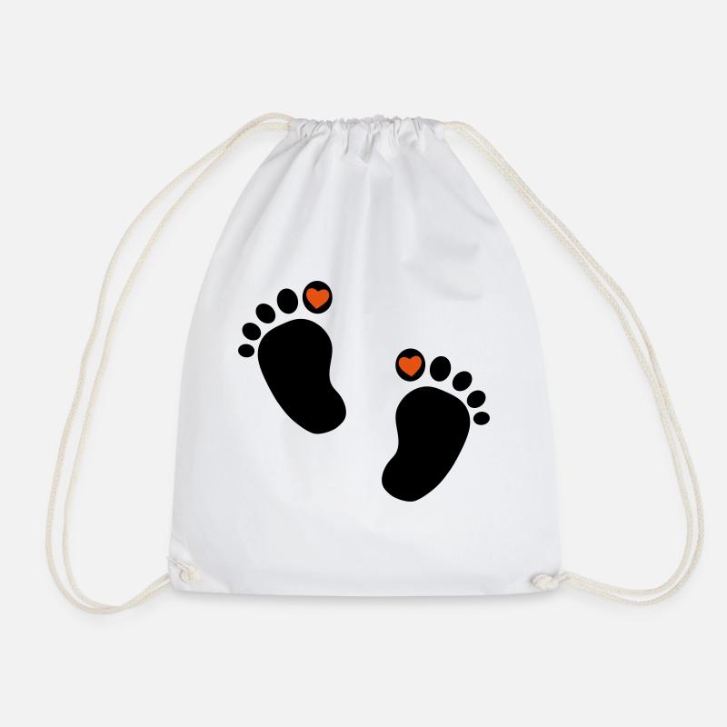 baby feet heart - Drawstring Bag - white