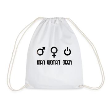 Man Woman Geek Gender Symbols Shirt - Drawstring Bag - white - Front