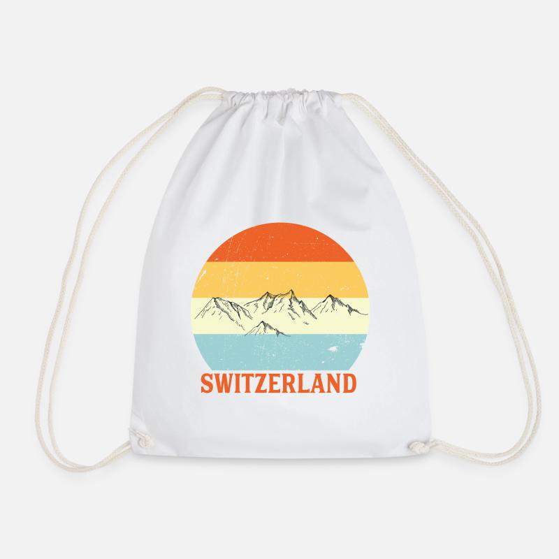 Alps mountains Switzerland home gift - Drawstring Bag - white