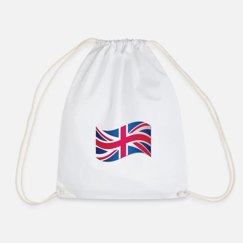 Union Jack Flag Illustration - Drawstring Bag - white